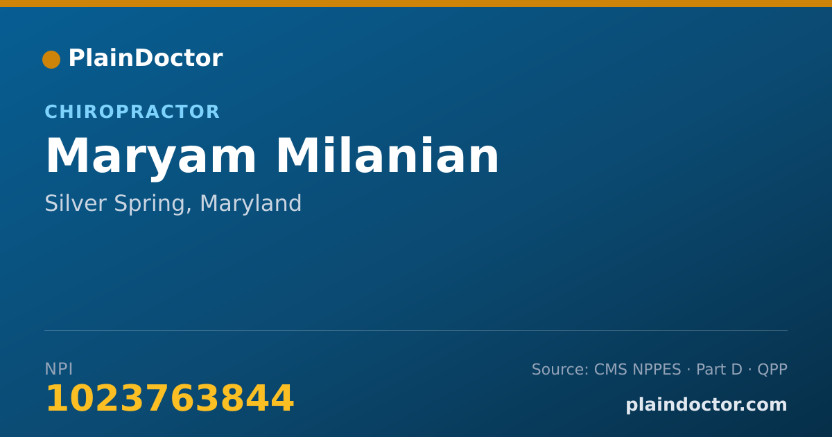 Shareable card for Maryam Milanian - Chiropractor, Silver Spring, MD