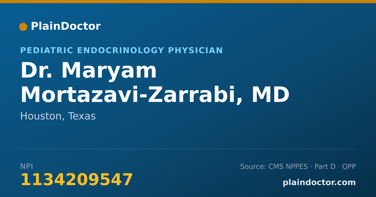 Shareable card for Maryam Mortazavi-Zarrabi, MD - Pediatric Endocrinology Physician, Houston, TX