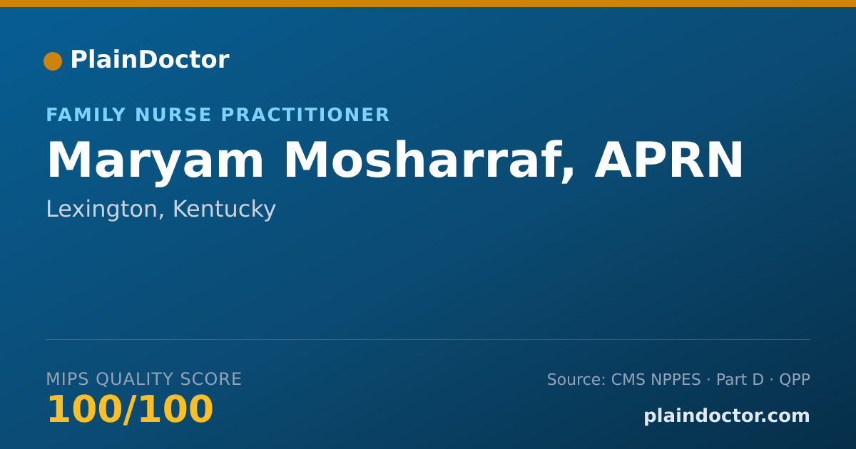 Shareable card for Maryam Mosharraf, APRN - Family Nurse Practitioner, Lexington, KY