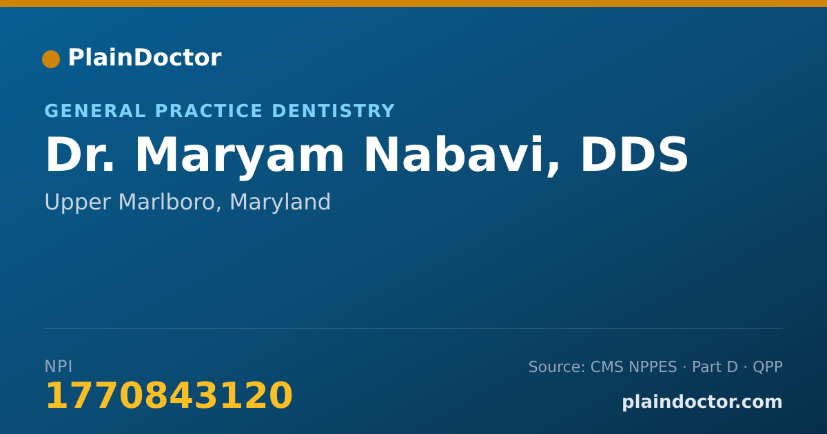 Shareable card for Maryam Nabavi, DDS - General Practice Dentistry, Upper Marlboro, MD