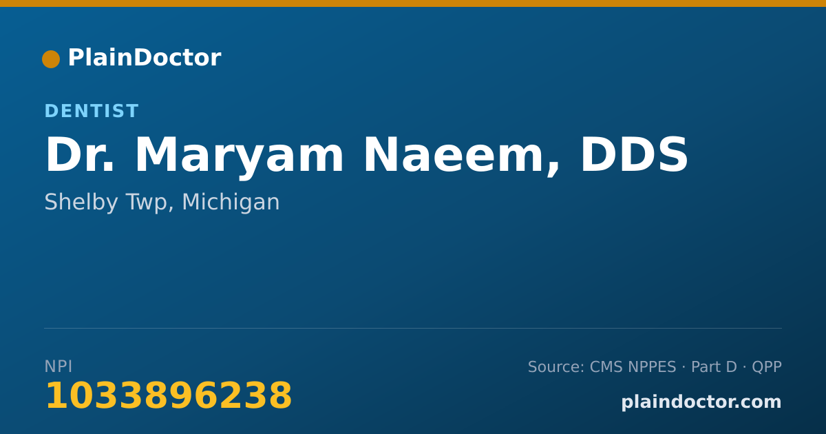 Shareable card for Maryam Naeem, DDS - Dentist, Shelby Twp, MI