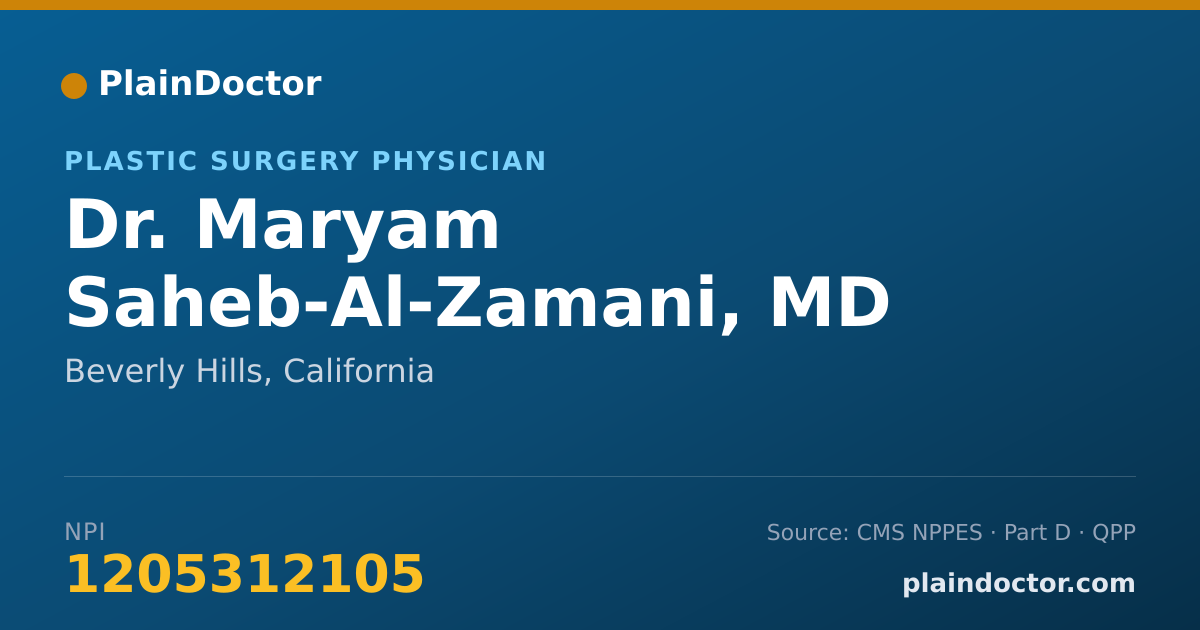 Shareable card for Maryam Saheb-Al-Zamani, MD - Plastic Surgery Physician, Beverly Hills, CA