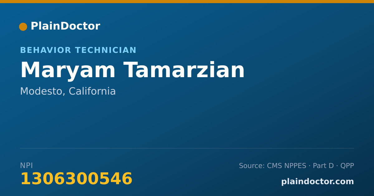 Shareable card for Maryam Tamarzian - Behavior Technician, Modesto, CA