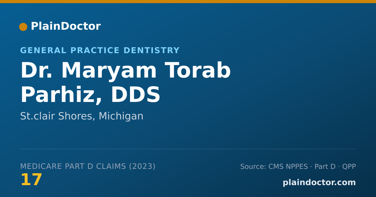 Shareable card for Maryam Torab Parhiz, DDS - General Practice Dentistry, St.clair Shores, MI