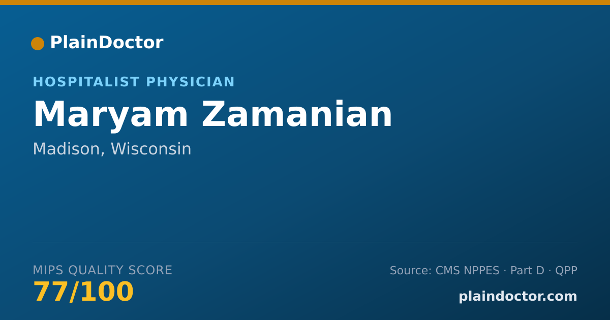 Shareable card for Maryam Zamanian - Hospitalist Physician, Madison, WI