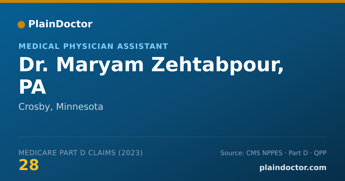 Shareable card for Maryam Zehtabpour, PA - Medical Physician Assistant, Crosby, MN