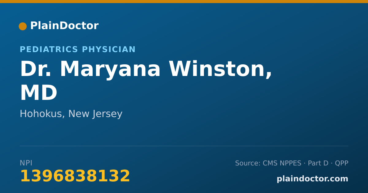 Shareable card for Maryana Winston, MD - Pediatrics Physician, Hohokus, NJ