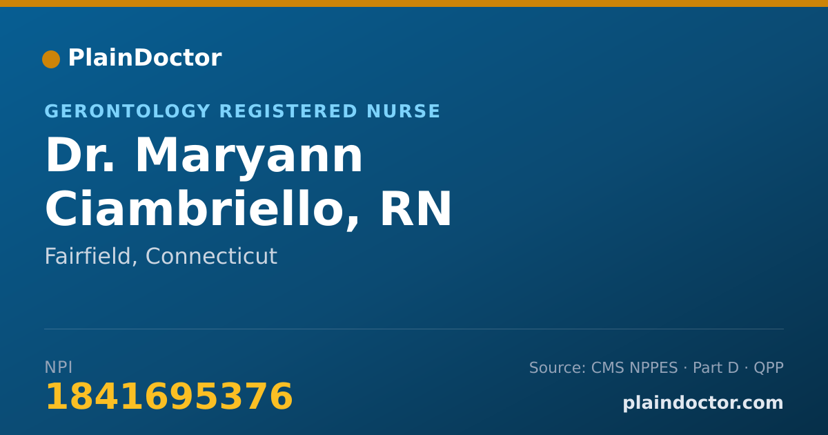 Shareable card for Maryann Ciambriello, RN - Gerontology Registered Nurse, Fairfield, CT