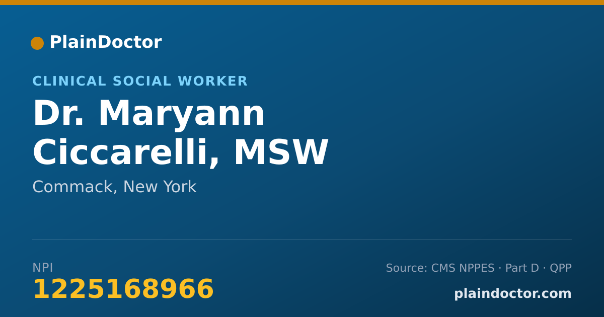 Shareable card for Maryann Ciccarelli, MSW - Clinical Social Worker, Commack, NY