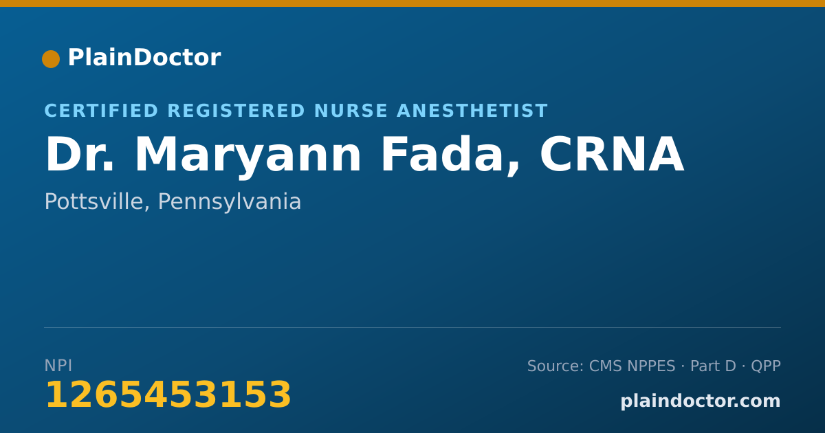 Shareable card for Maryann Fada, CRNA - Certified Registered Nurse Anesthetist, Pottsville, PA