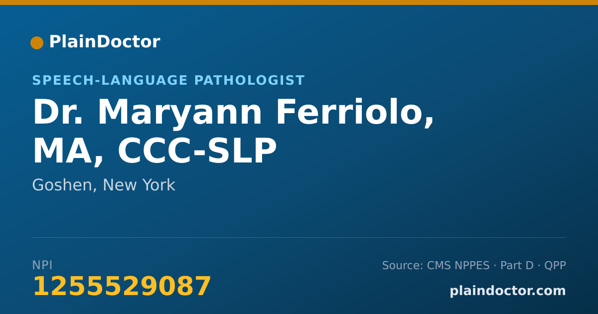 Shareable card for Maryann Ferriolo, MA, CCC-SLP - Speech-Language Pathologist, Goshen, NY