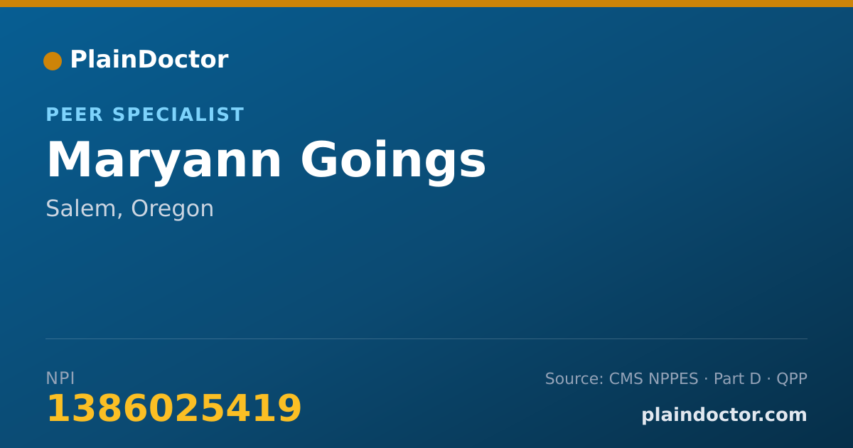Shareable card for Maryann Goings - Peer Specialist, Salem, OR