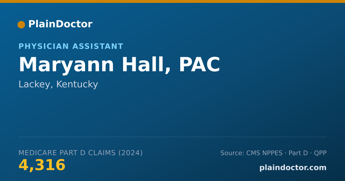 Shareable card for Maryann Hall, PAC - Physician Assistant, Lackey, KY