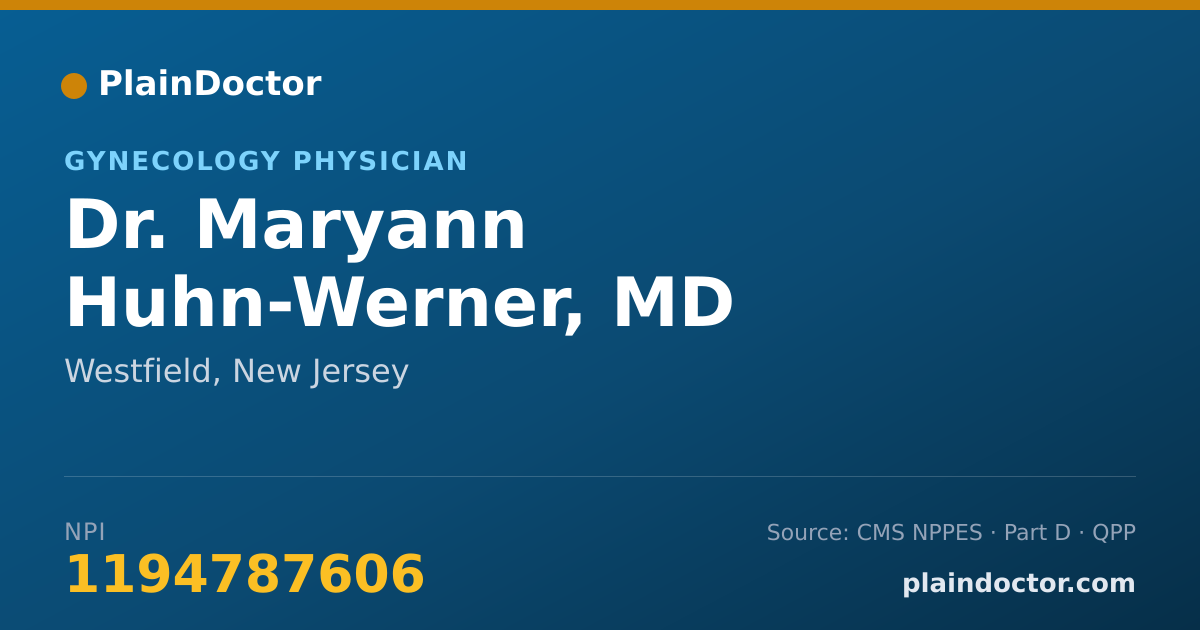 Shareable card for Maryann Huhn-Werner, MD - Gynecology Physician, Westfield, NJ
