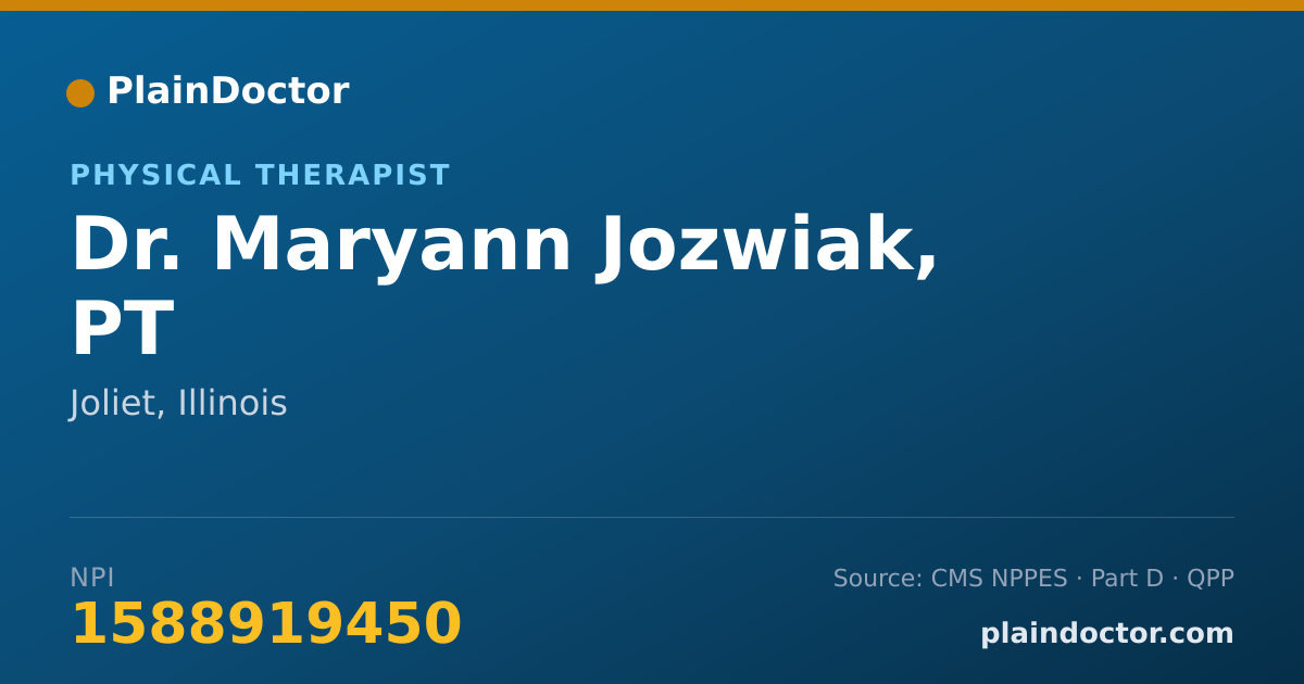 Shareable card for Maryann Jozwiak, PT - Physical Therapist, Joliet, IL