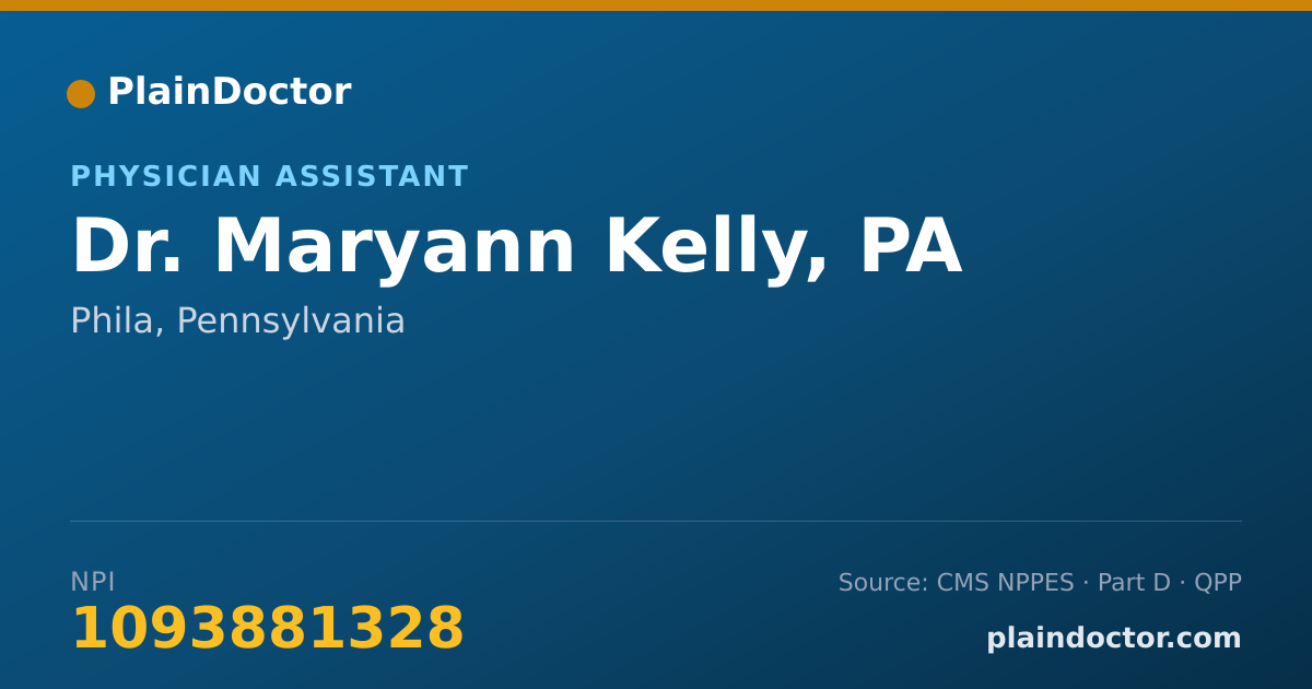 Shareable card for Maryann Kelly, PA - Physician Assistant, Phila, PA