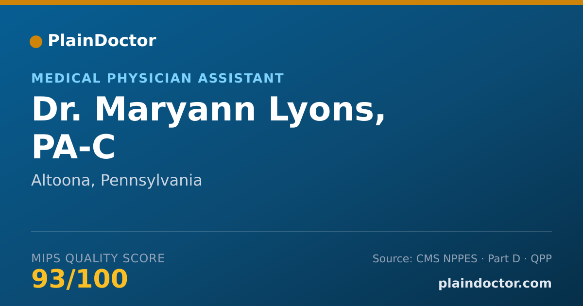 Shareable card for Maryann Lyons, PA-C - Medical Physician Assistant, Altoona, PA