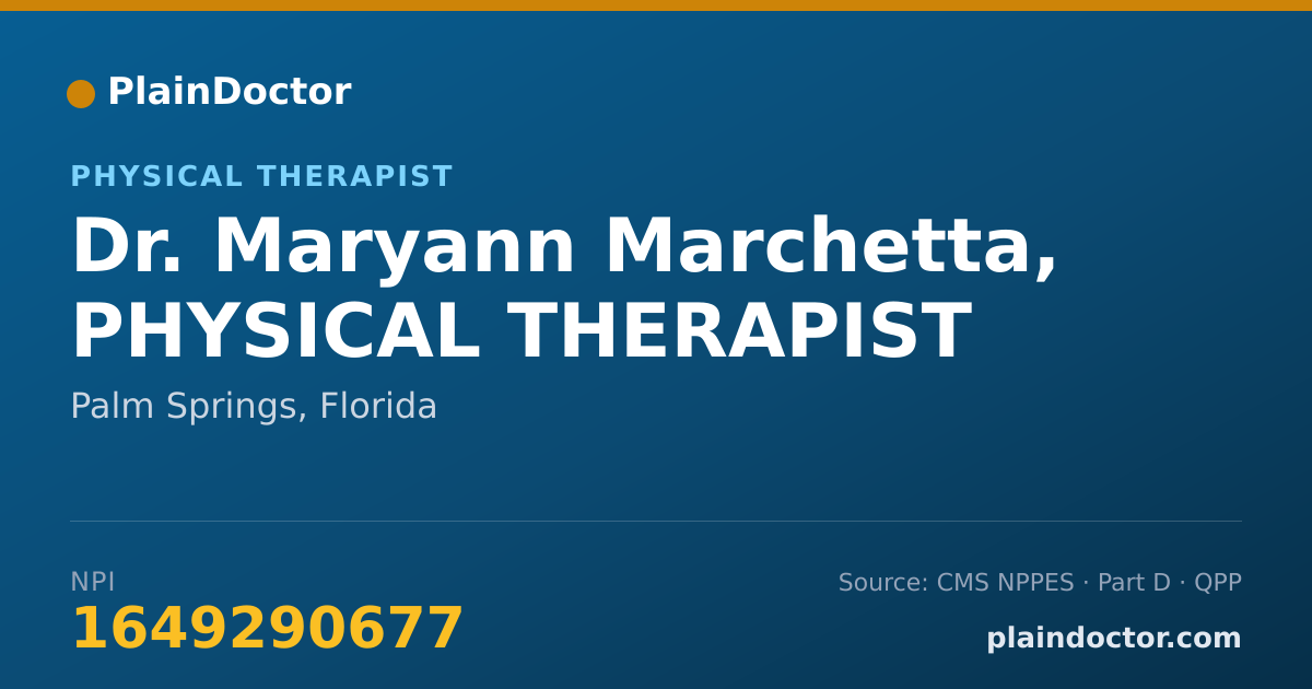 Shareable card for Maryann Marchetta, PHYSICAL THERAPIST - Physical Therapist, Palm Springs, FL