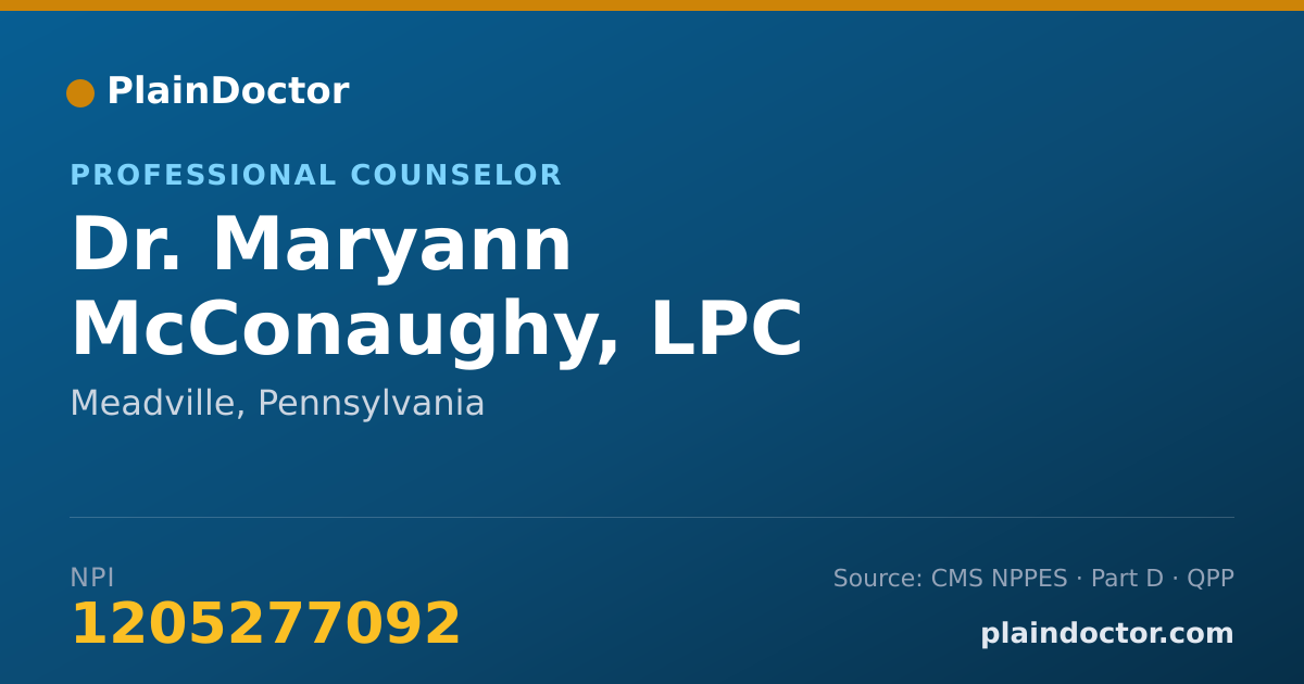 Shareable card for Maryann McConaughy, LPC - Professional Counselor, Meadville, PA
