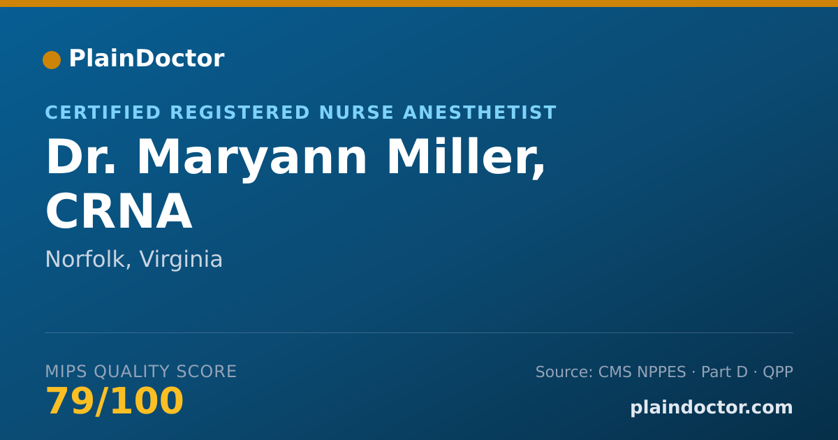 Shareable card for Maryann Miller, CRNA - Certified Registered Nurse Anesthetist, Norfolk, VA