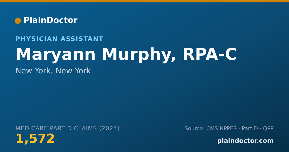 Shareable card for Maryann Murphy, RPA-C - Physician Assistant, New York, NY