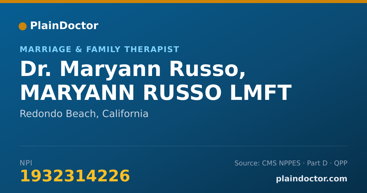 Shareable card for Maryann Russo, MARYANN RUSSO LMFT - Marriage & Family Therapist, Redondo Beach, CA
