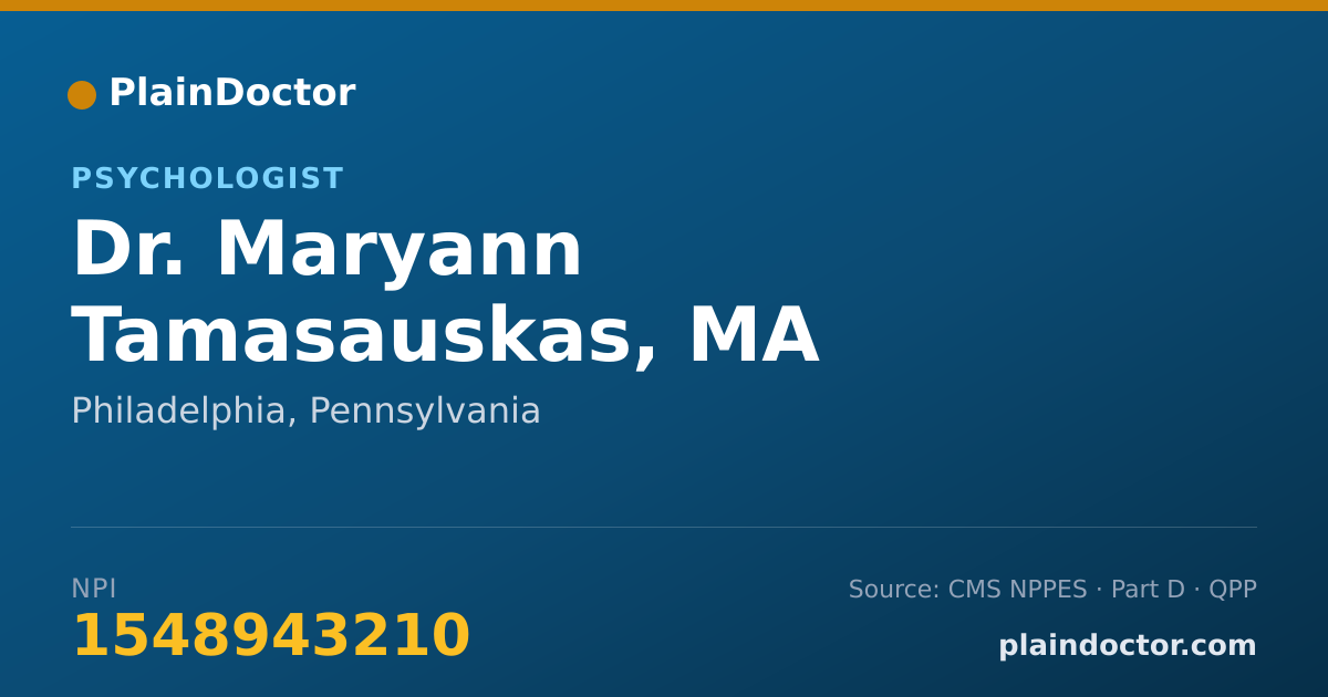 Shareable card for Maryann Tamasauskas, MA - Psychologist, Philadelphia, PA