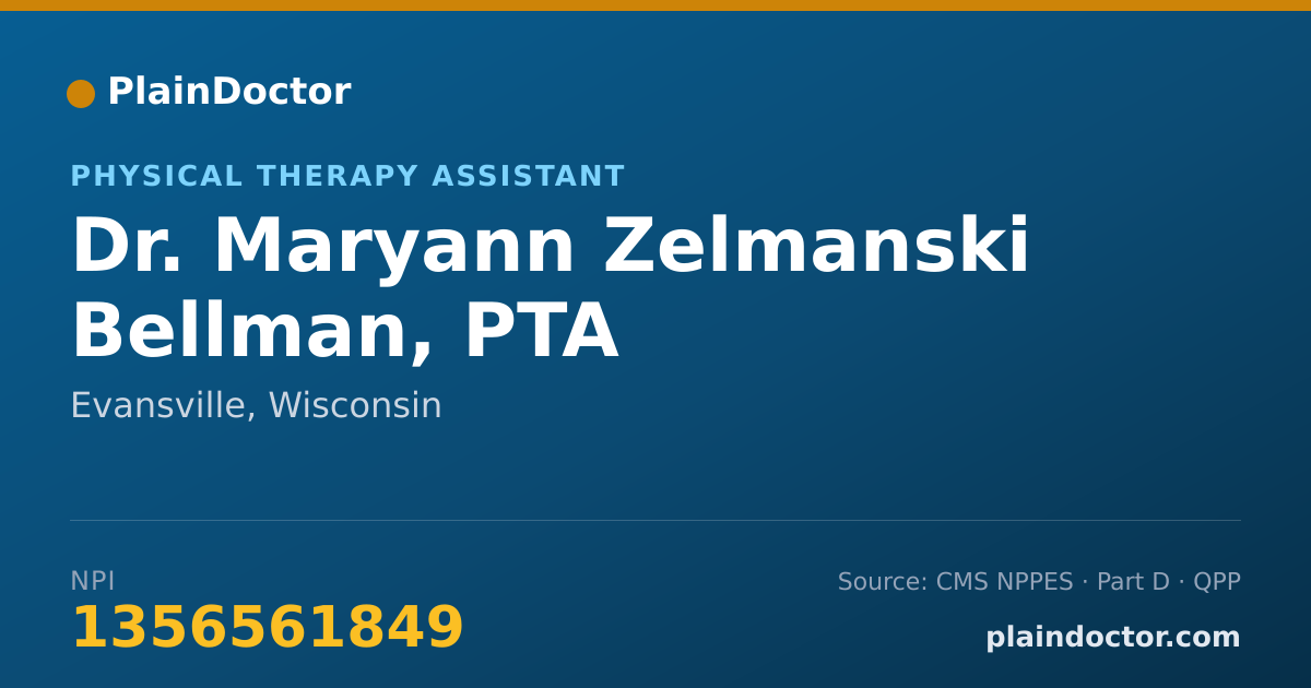 Shareable card for Maryann Zelmanski Bellman, PTA - Physical Therapy Assistant, Evansville, WI