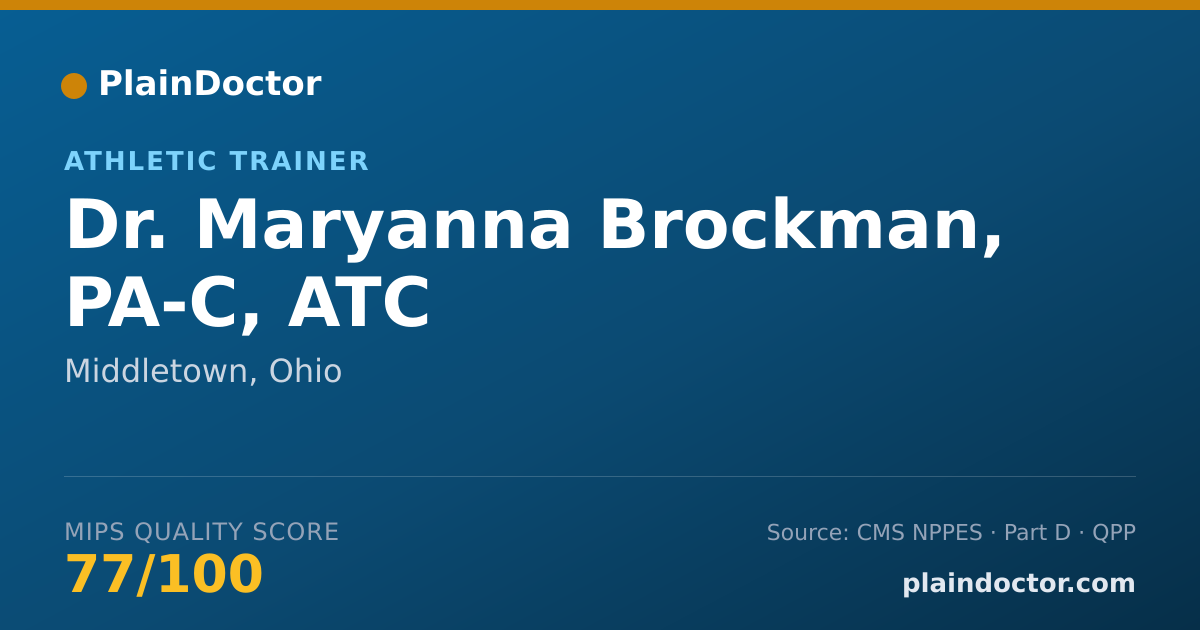 Shareable card for Maryanna Brockman, PA-C, ATC - Athletic Trainer, Middletown, OH