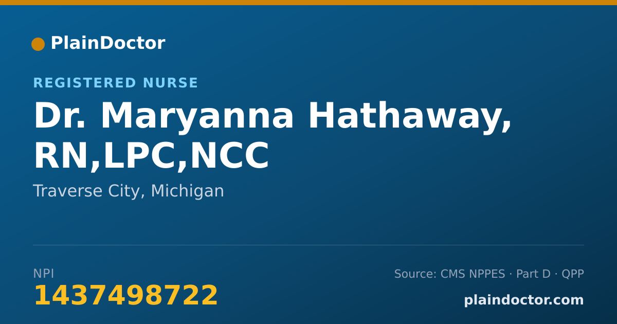 Shareable card for Maryanna Hathaway, RN,LPC,NCC - Registered Nurse, Traverse City, MI