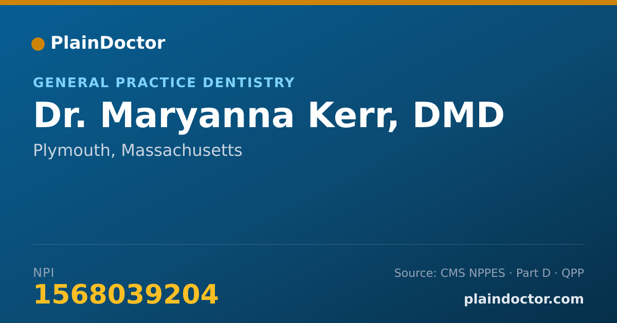 Shareable card for Maryanna Kerr, DMD - General Practice Dentistry, Plymouth, MA