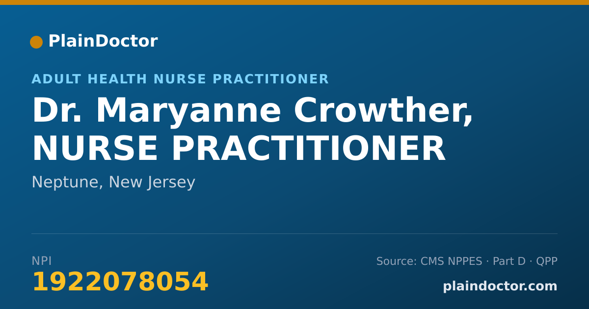 Shareable card for Maryanne Crowther, NURSE PRACTITIONER - Adult Health Nurse Practitioner, Neptune, NJ