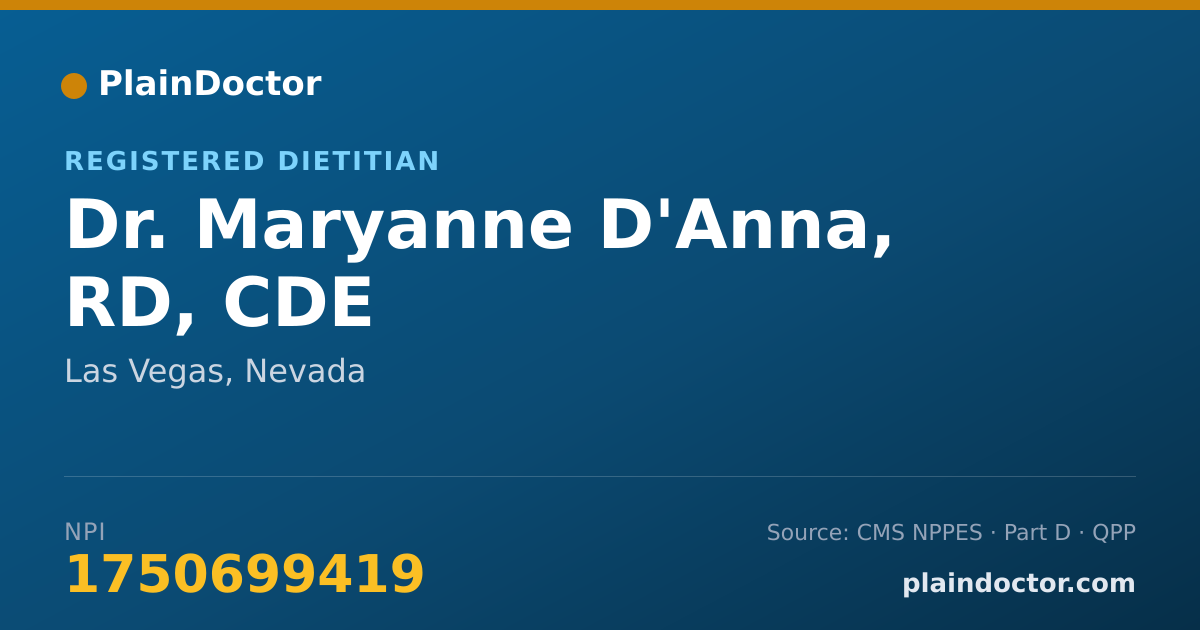 Shareable card for Maryanne D'Anna, RD, CDE - Registered Dietitian, Las Vegas, NV