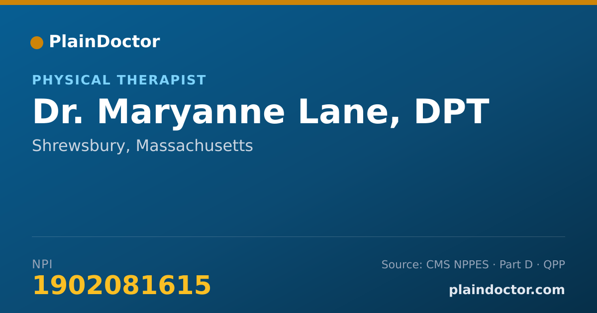 Shareable card for Maryanne Lane, DPT - Physical Therapist, Shrewsbury, MA