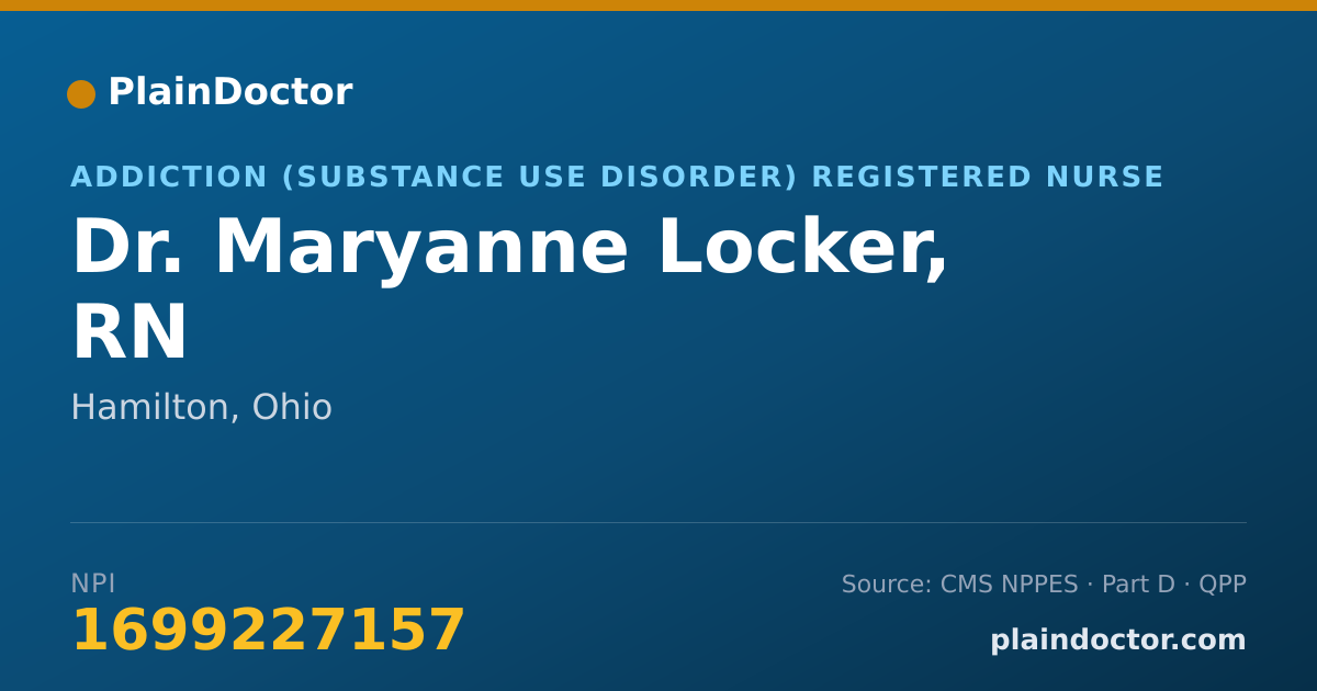Shareable card for Maryanne Locker, RN - Addiction (Substance Use Disorder) Registered Nurse, Hamilton, OH