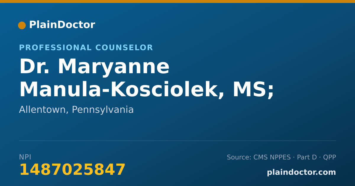 Shareable card for Maryanne Manula-Kosciolek, MS; LPC - Professional Counselor, Allentown, PA