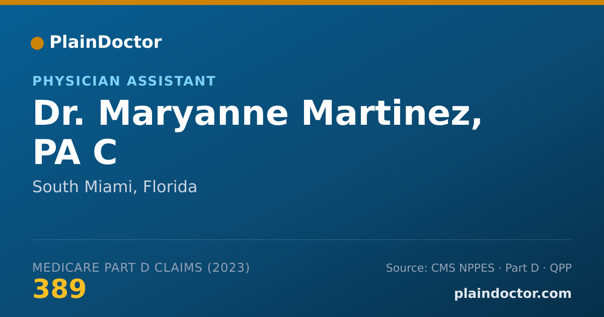 Shareable card for Maryanne Martinez, PA C - Physician Assistant, South Miami, FL