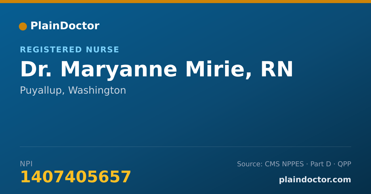 Shareable card for Maryanne Mirie, RN - Registered Nurse, Puyallup, WA