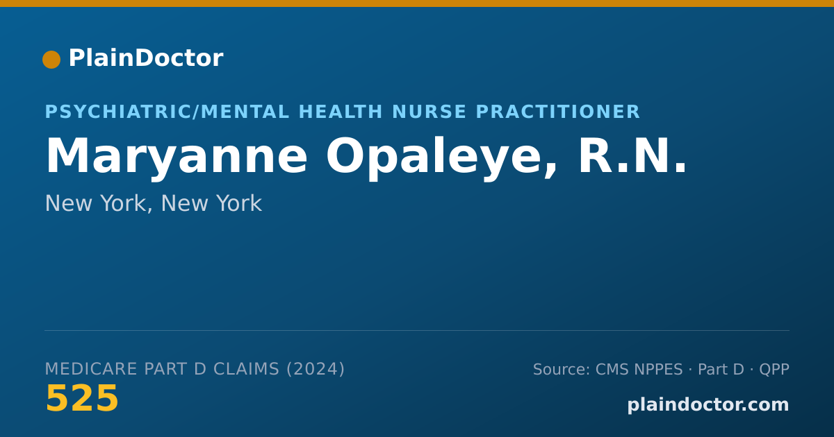 Shareable card for Maryanne Opaleye, R.N. - Psychiatric/Mental Health Nurse Practitioner, New York, NY