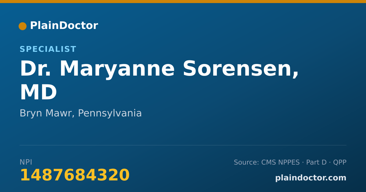 Shareable card for Maryanne Sorensen, MD - Specialist, Bryn Mawr, PA
