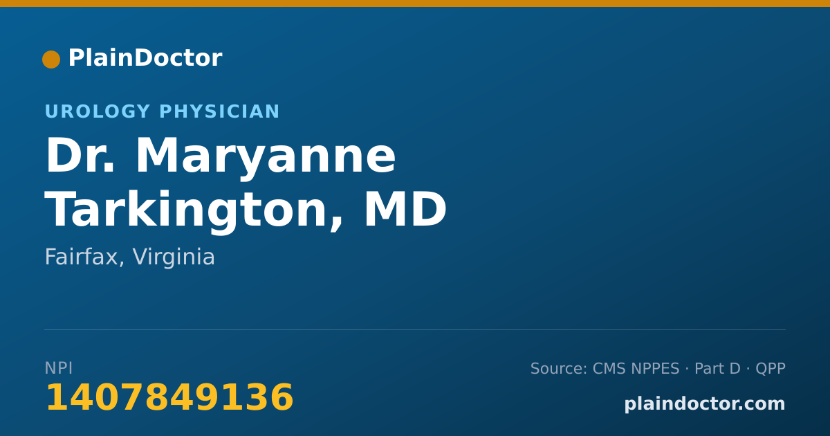 Shareable card for Maryanne Tarkington, MD - Urology Physician, Fairfax, VA