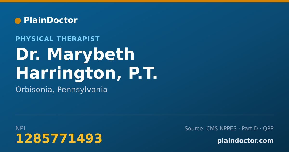Shareable card for Marybeth Harrington, P.T. - Physical Therapist, Orbisonia, PA