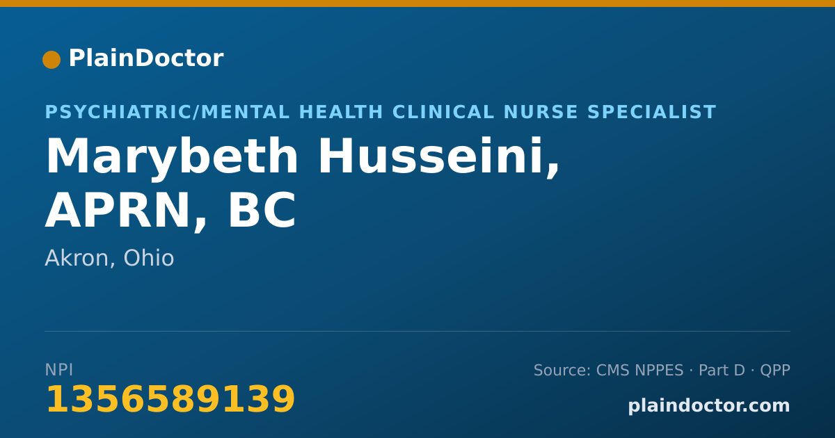 Shareable card for Marybeth Husseini, APRN, BC - Psychiatric/Mental Health Clinical Nurse Specialist, Akron, OH
