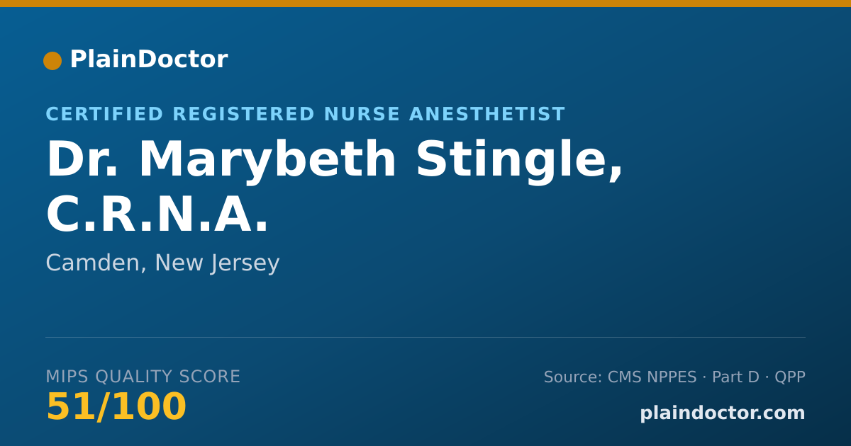 Shareable card for Marybeth Stingle, C.R.N.A. - Certified Registered Nurse Anesthetist, Camden, NJ