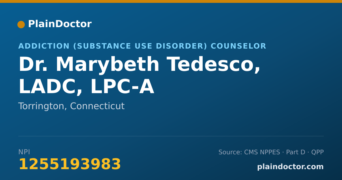 Shareable card for Marybeth Tedesco, LADC, LPC-A - Addiction (Substance Use Disorder) Counselor, Torrington, CT
