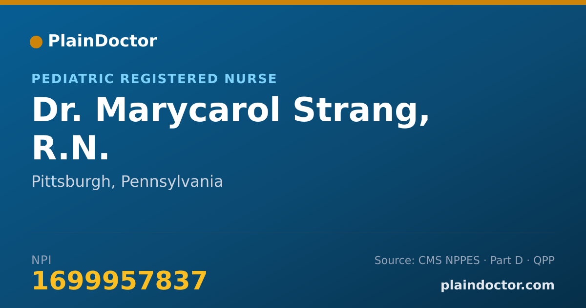 Shareable card for Marycarol Strang, R.N. - Pediatric Registered Nurse, Pittsburgh, PA