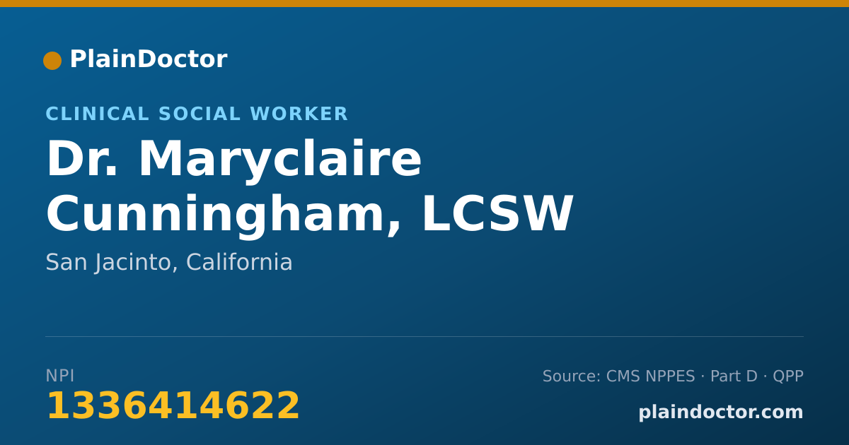 Shareable card for Maryclaire Cunningham, LCSW - Clinical Social Worker, San Jacinto, CA