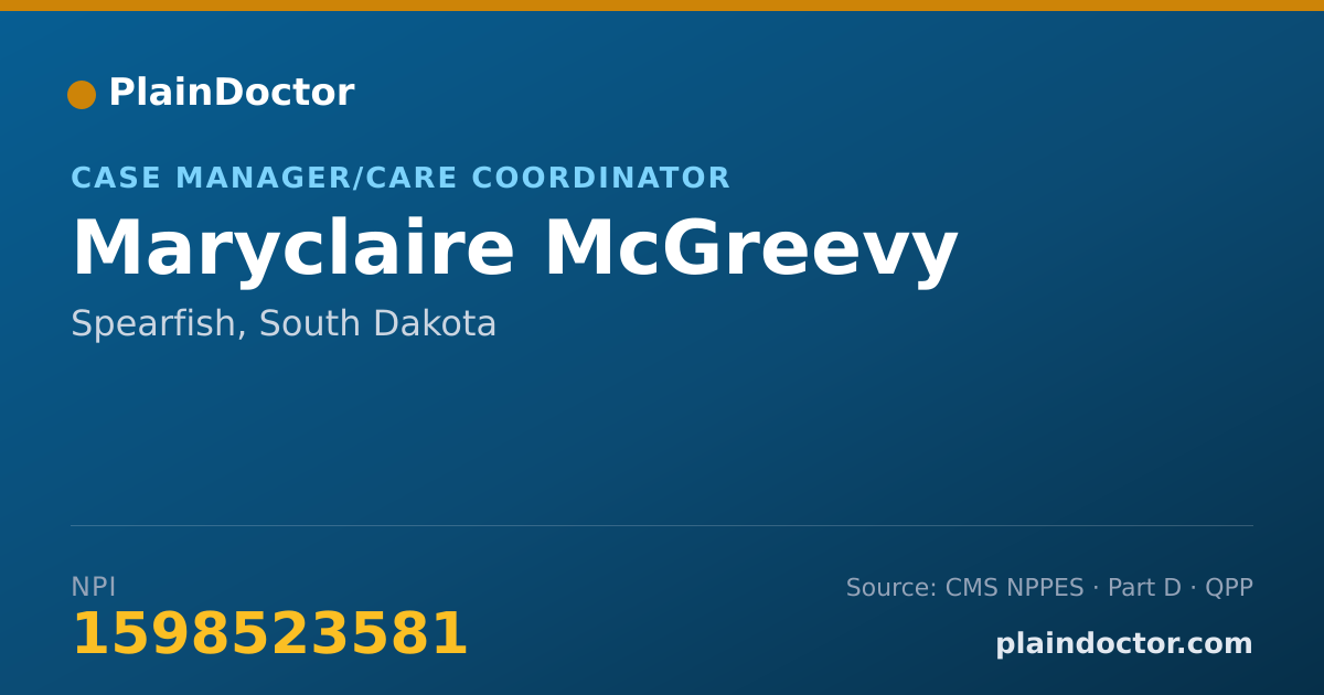 Shareable card for Maryclaire McGreevy - Case Manager/Care Coordinator, Spearfish, SD