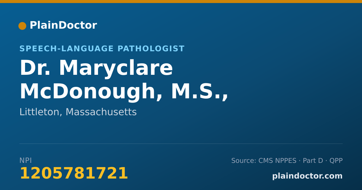 Shareable card for Maryclare McDonough, M.S., CCC-SLP - Speech-Language Pathologist, Littleton, MA