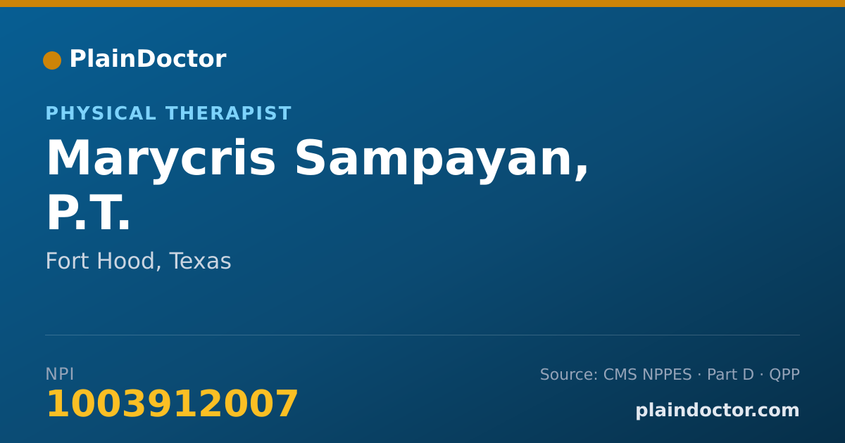 Shareable card for Marycris Sampayan, P.T. - Physical Therapist, Fort Hood, TX